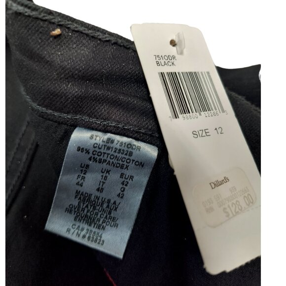 NWT Black Denim High Rise Flare Leg Jeans w/Tiny Rhinestones Down the Seams - Picture 4 of 4